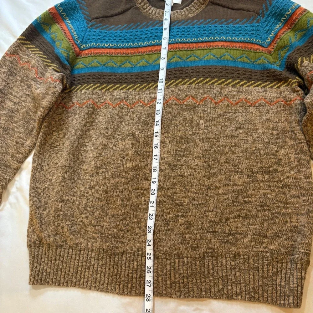 Territory Ahead Men's Sweater XL Brown Blue Green Colorful Knit‎ Crewneck